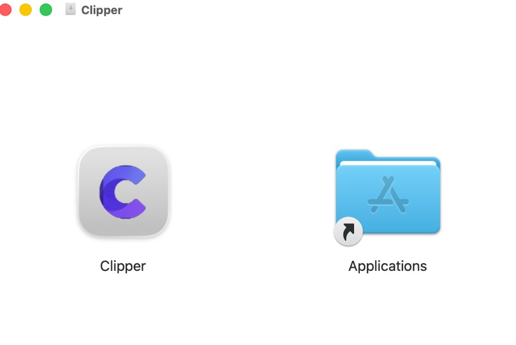 Clipper DMG installer with drag to Applications
