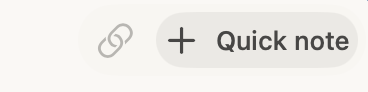 Clipper Home toolbar with link icon and Quick note button
