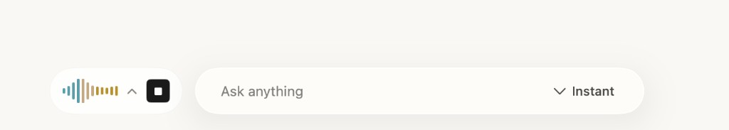 Clipper recording pill with waveform and Ask anything field